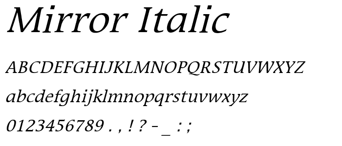 Mirror Italic font